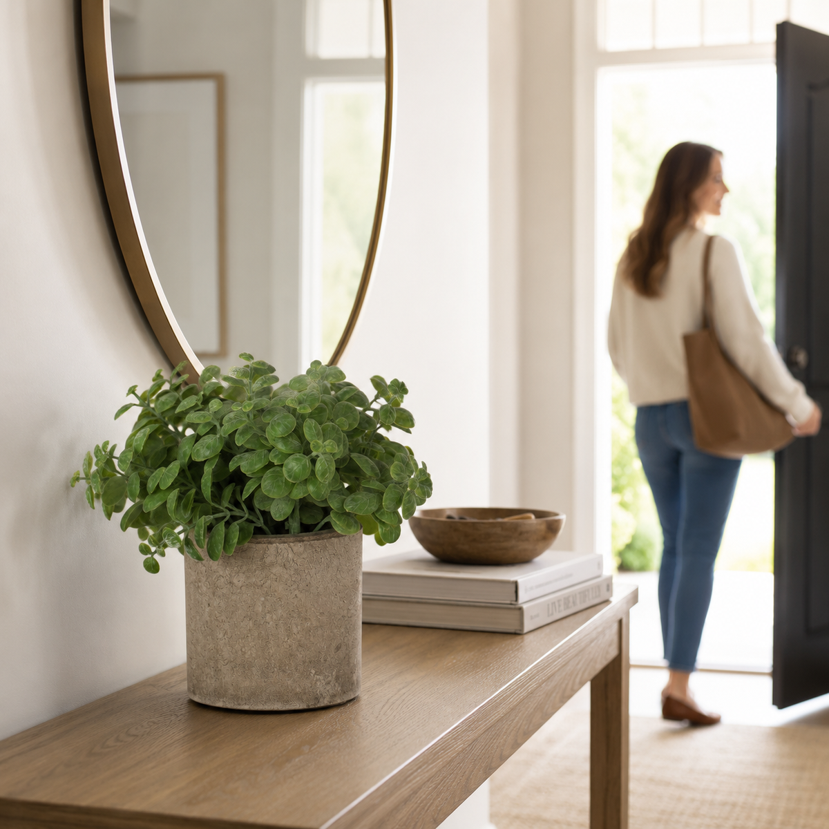 Artificial Faux Basil Herb Plant Stone Pot | Kitchen UK