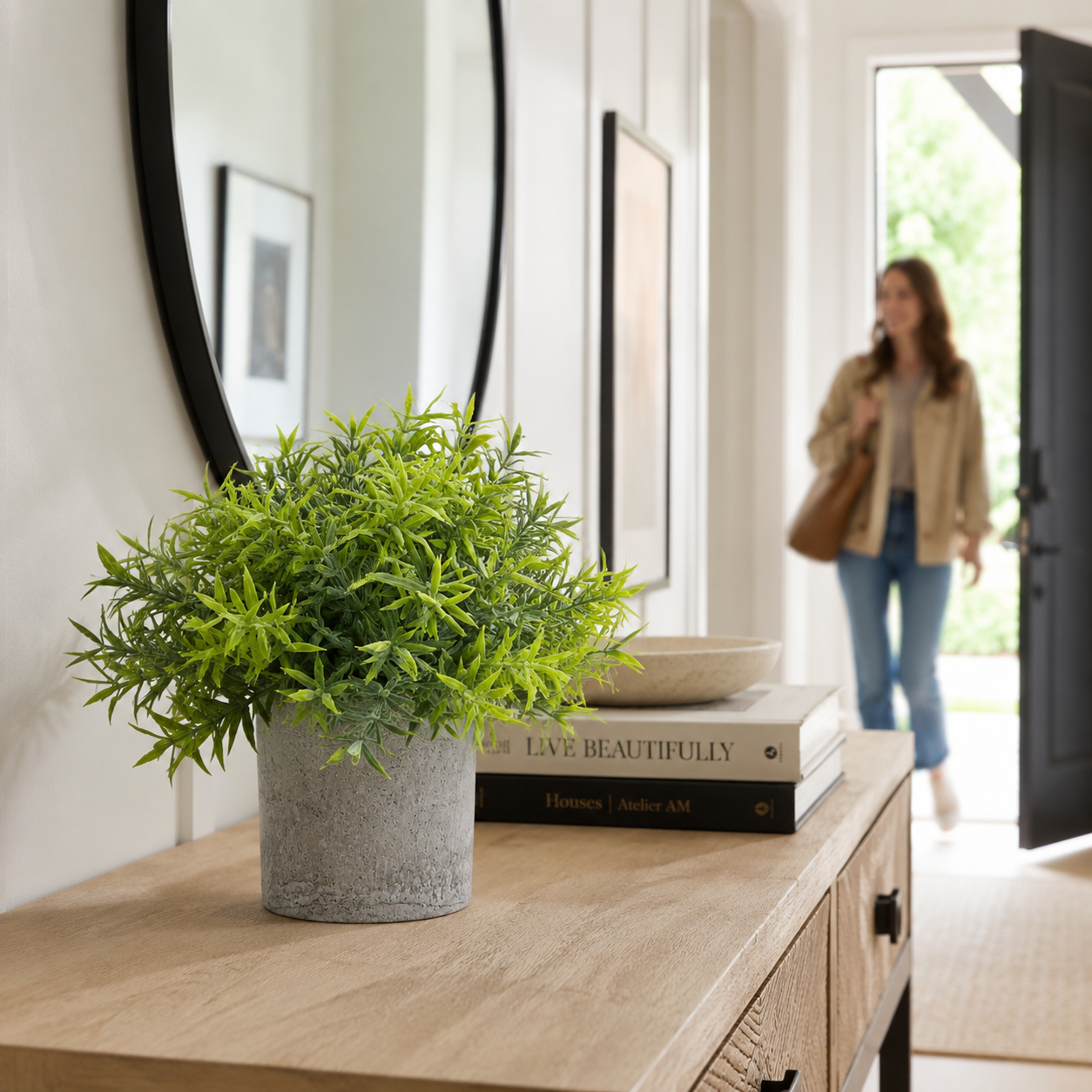 Artificial Faux Small Bamboo Plant Grey Pot | Zen UK