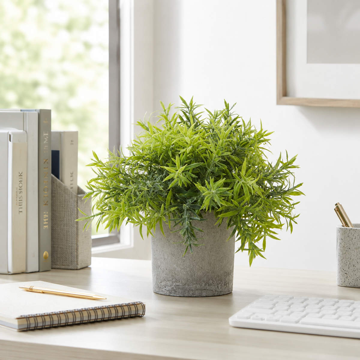 Artificial Faux Small Bamboo Plant Grey Pot | Zen UK