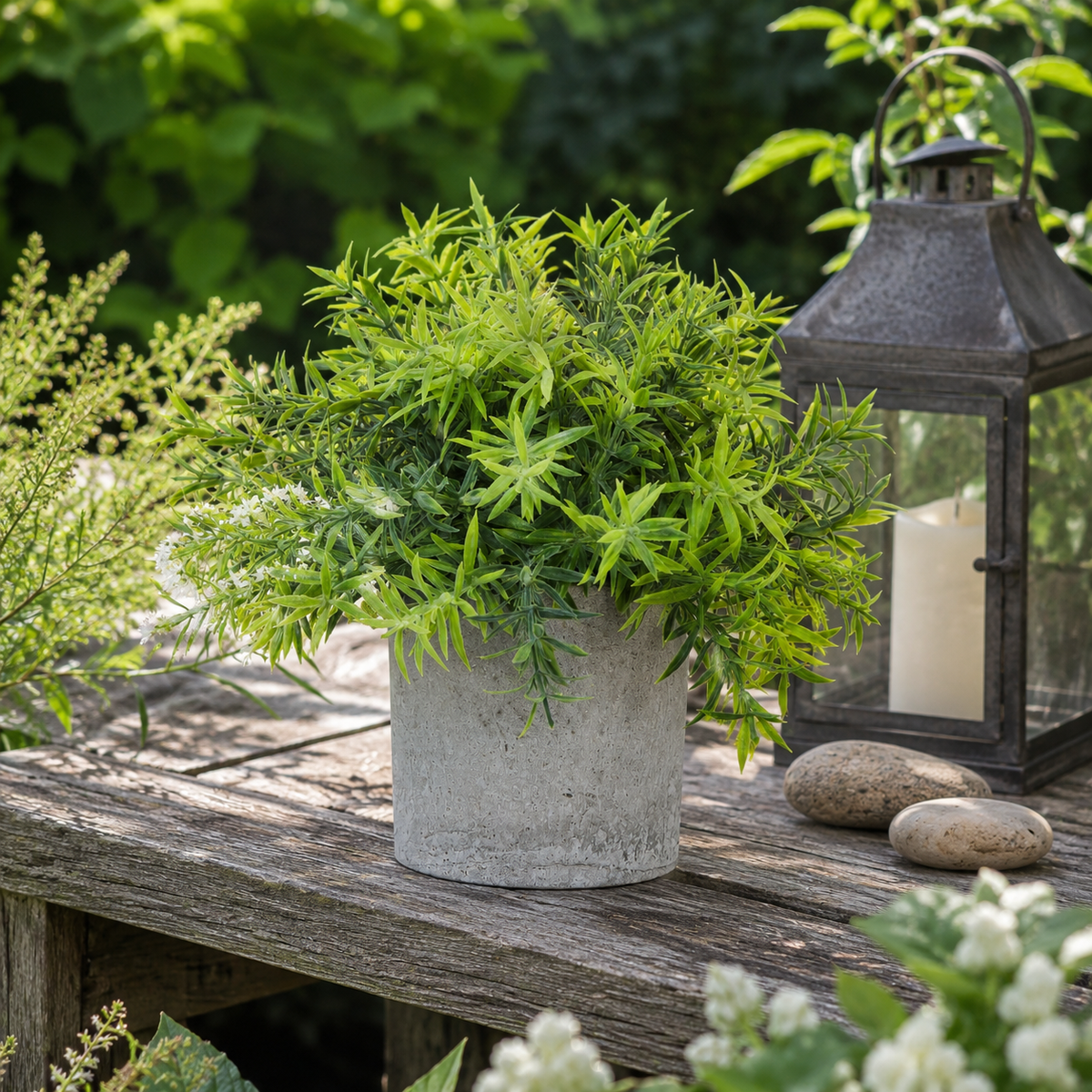 Artificial Faux Small Bamboo Plant Grey Pot | Zen UK