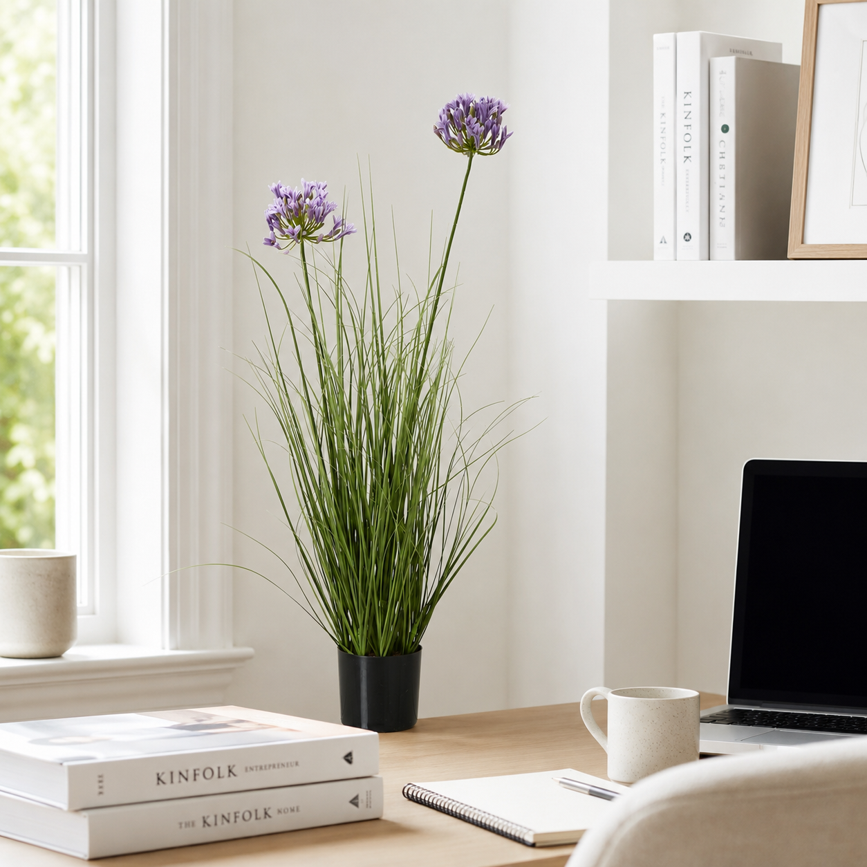 Artificial Faux Purple Agapanthus Plant Pot | Tall UK