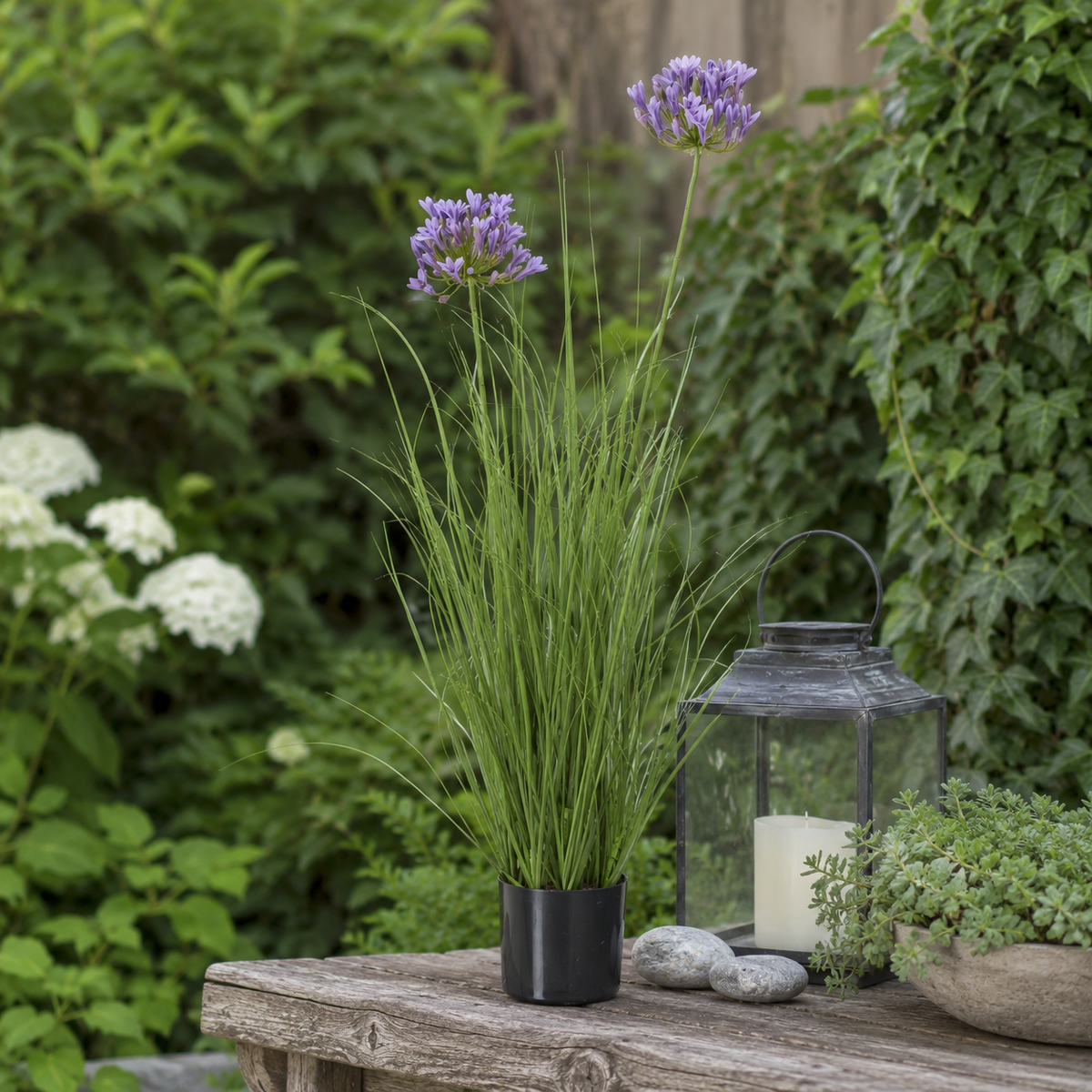 Artificial Faux Purple Agapanthus Plant Pot | Tall UK