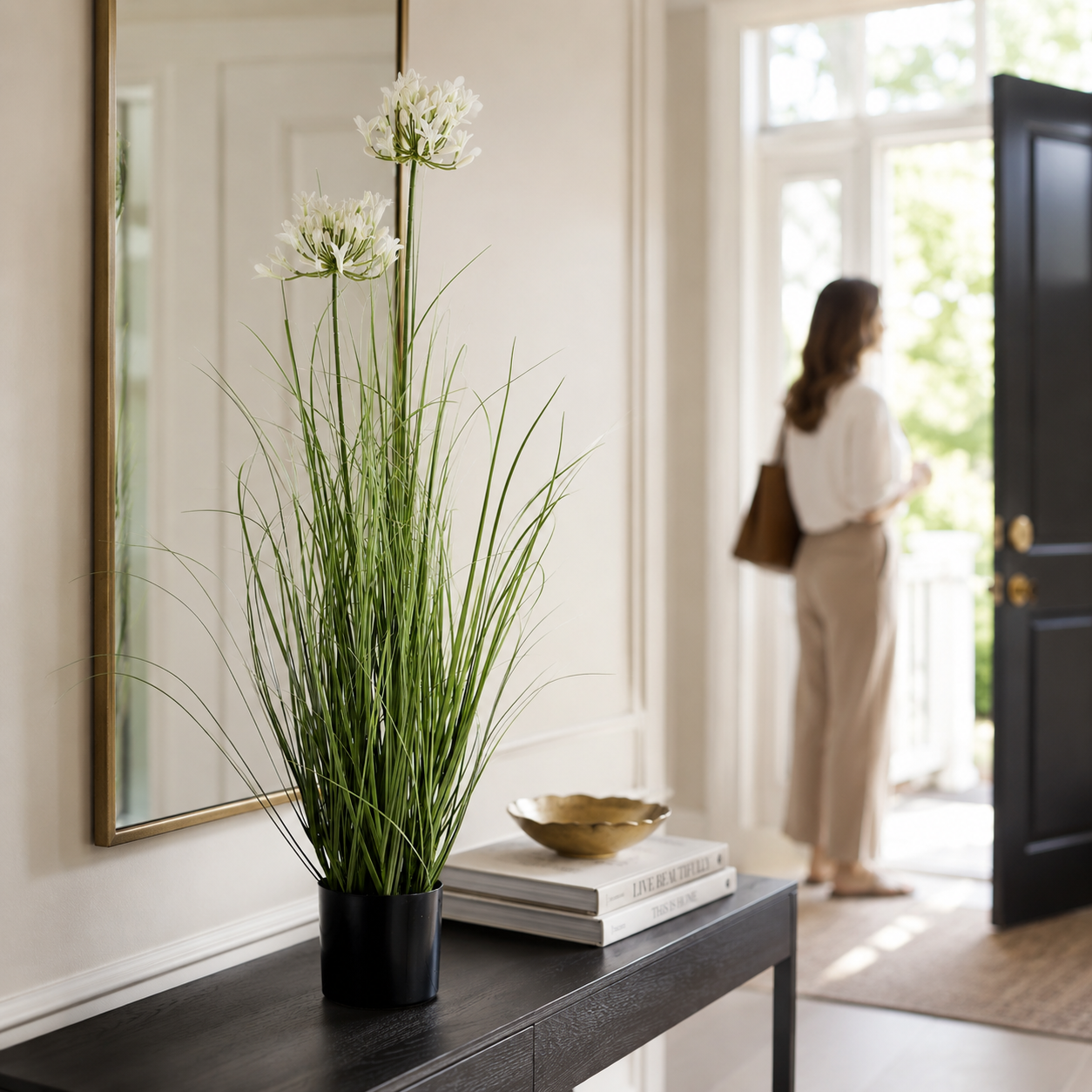 Artificial Faux White Agapanthus Plant Pot | Tall UK