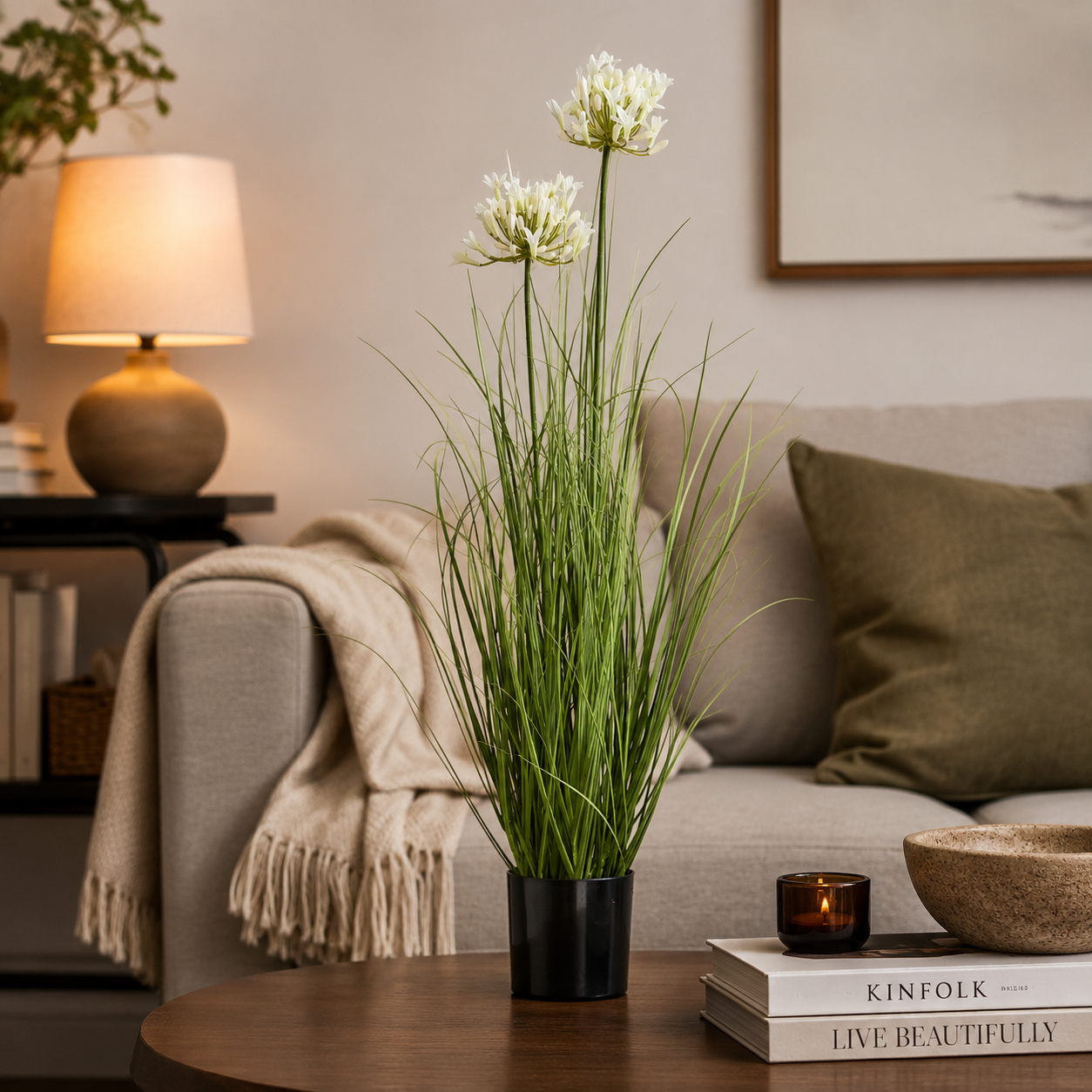 Artificial Faux White Agapanthus Plant Pot | Tall UK