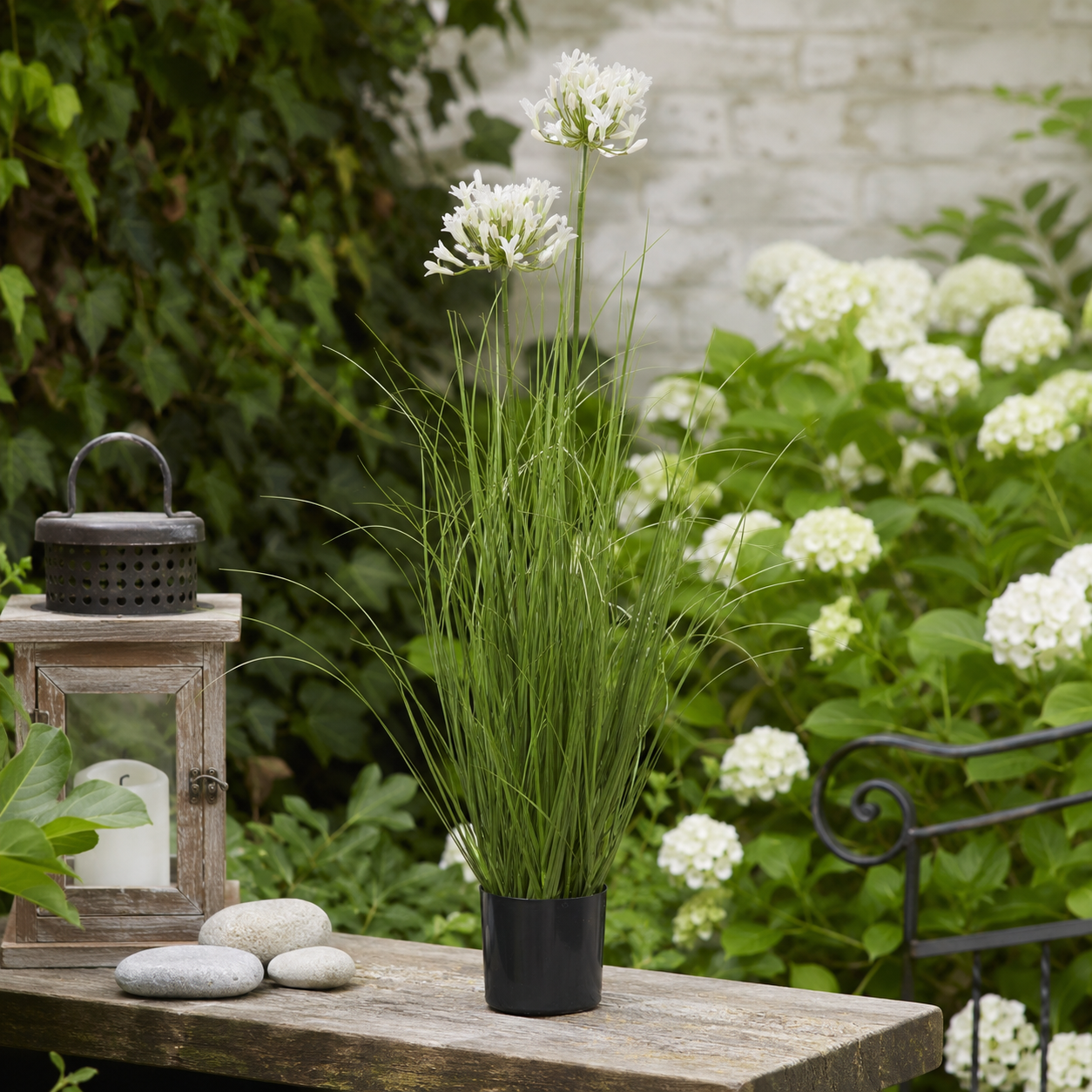 Artificial Faux White Agapanthus Plant Pot | Tall UK