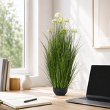 Artificial Faux White Allium Plant Black Pot | Tall UK