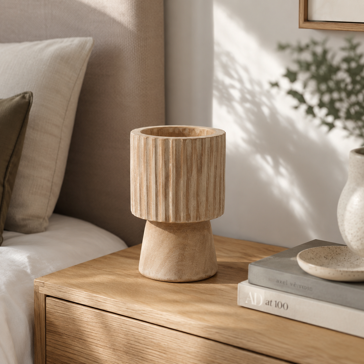 Handcrafted Wood Remel Engraved Vase | Rustic Boho UK