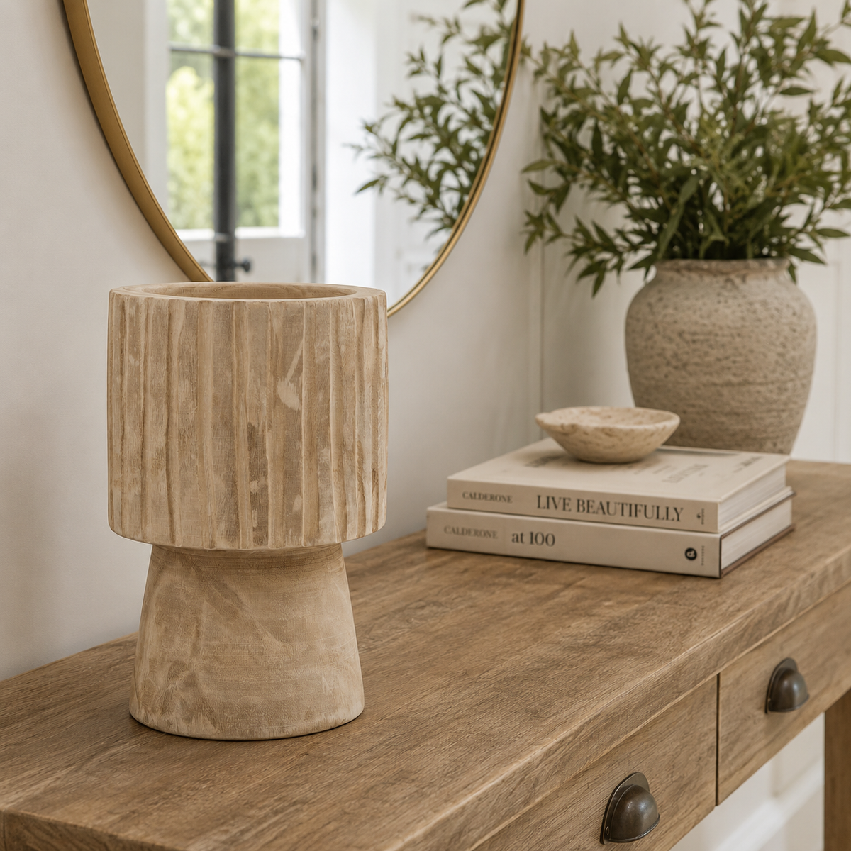 Handcrafted Wood Remel Engraved Vase | Rustic Boho UK