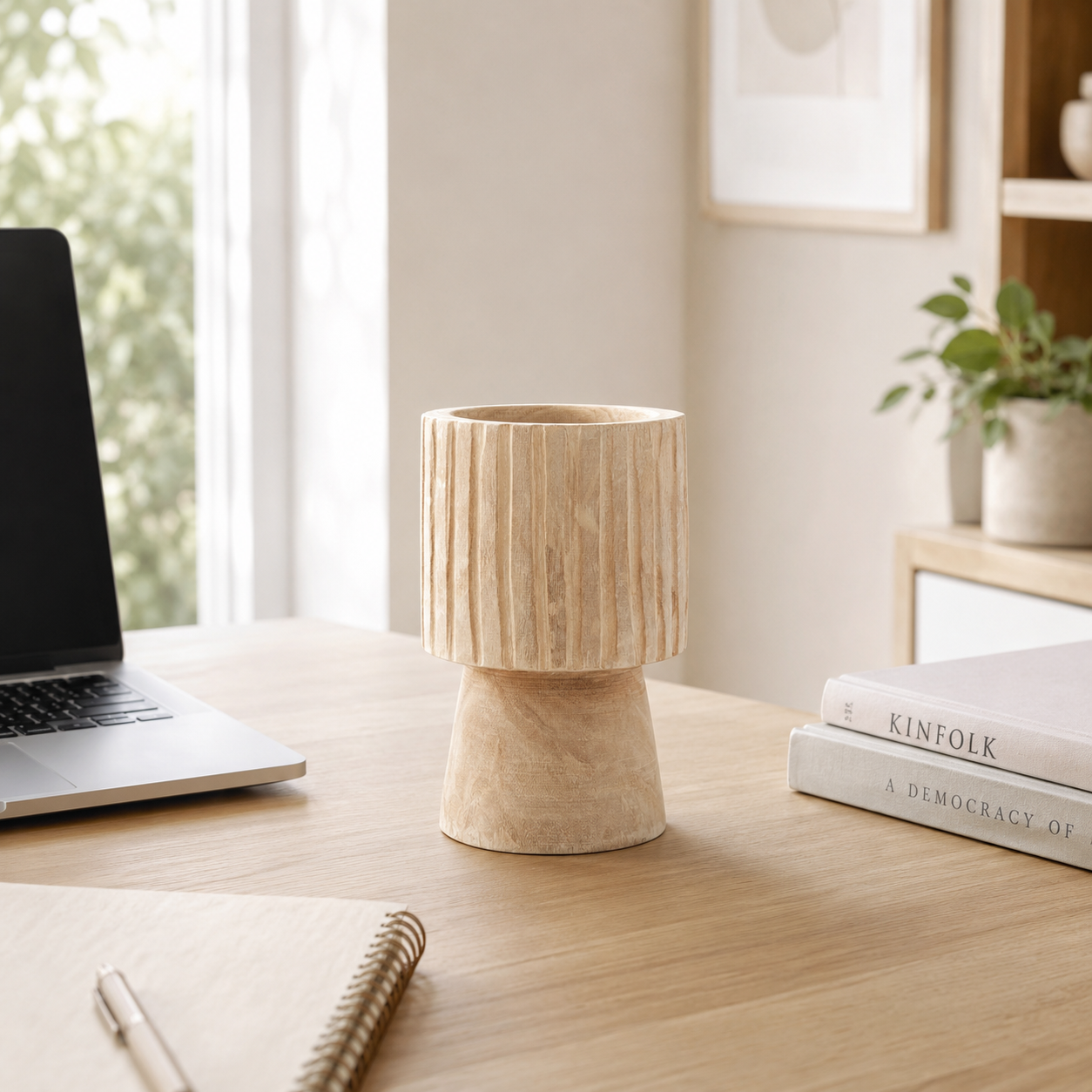 Handcrafted Wood Remel Engraved Vase | Rustic Boho UK