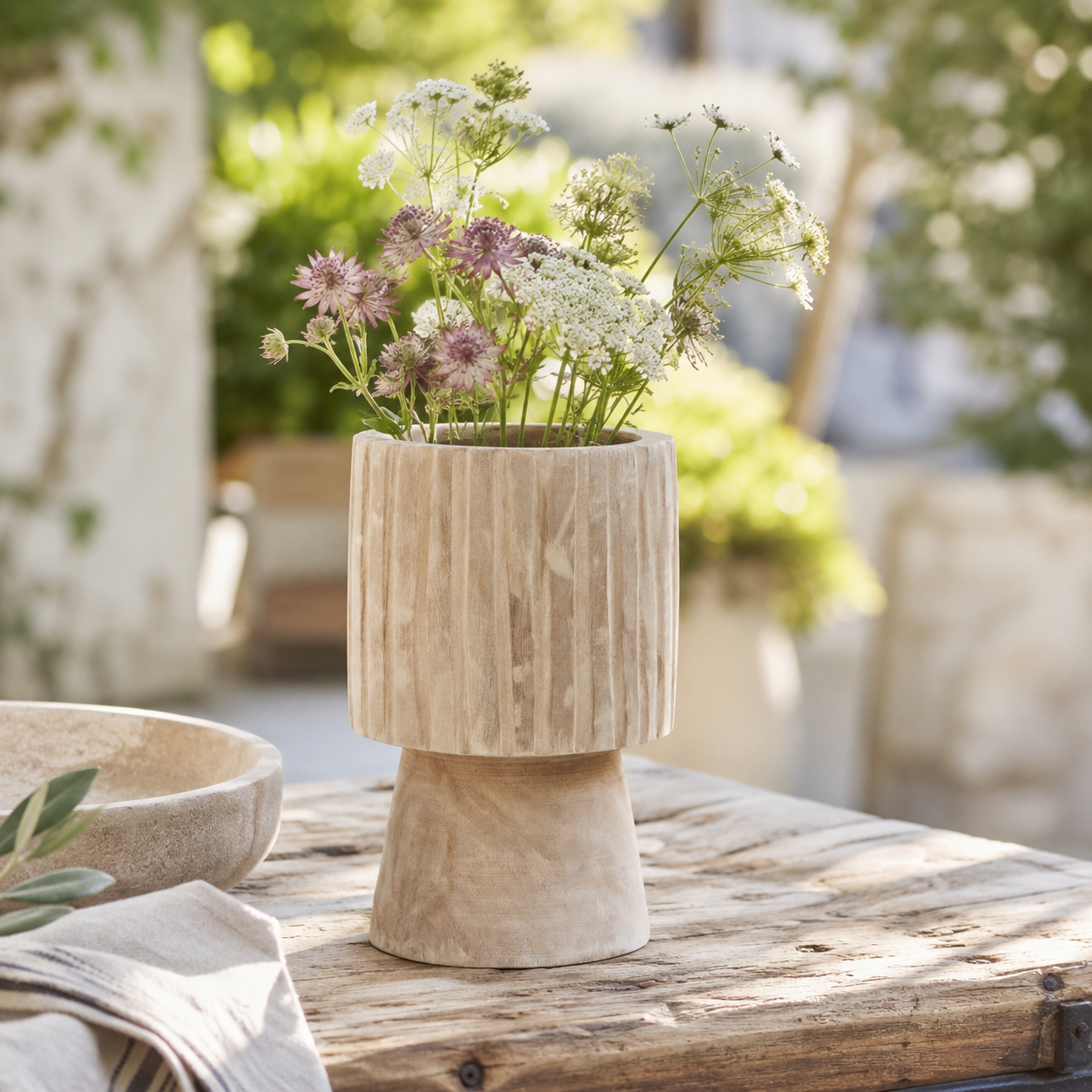 Handcrafted Wood Remel Engraved Vase | Rustic Boho UK