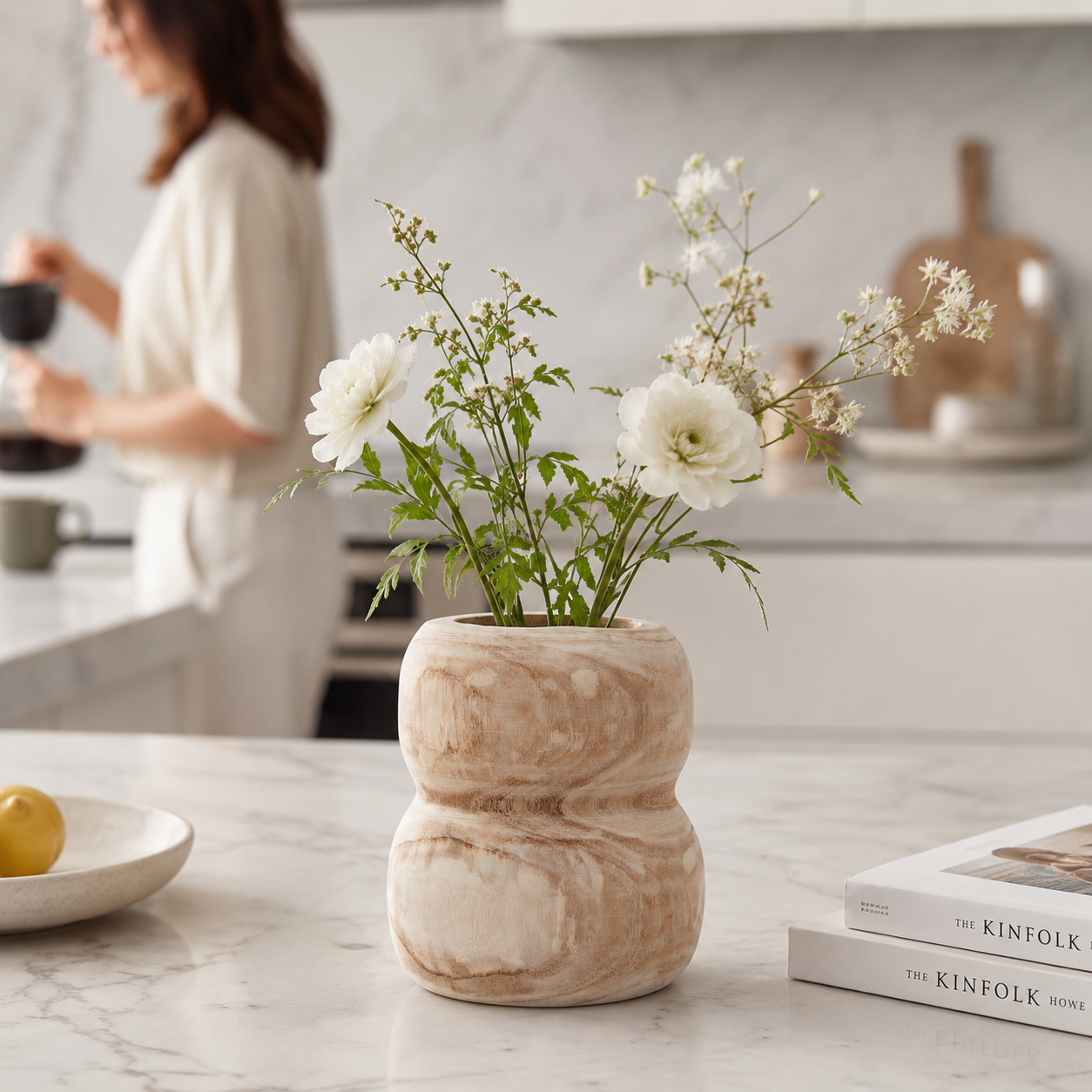 Handcrafted Wood Remel Natural Vase | Rustic Boho UK