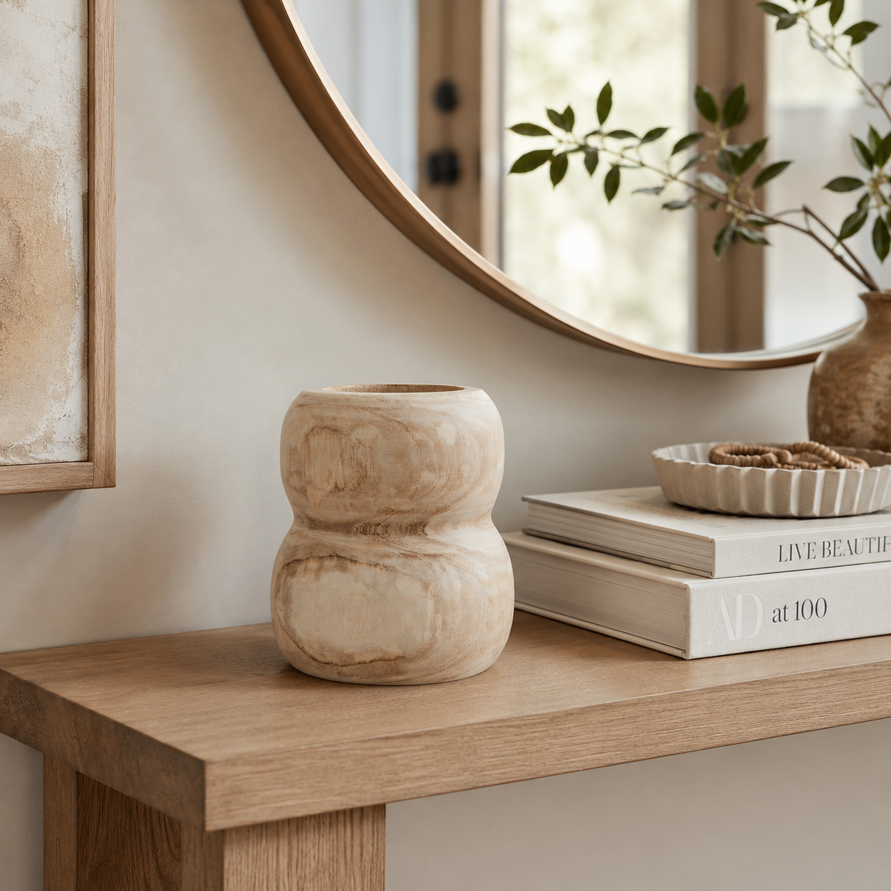 Handcrafted Wood Remel Natural Vase | Rustic Boho UK
