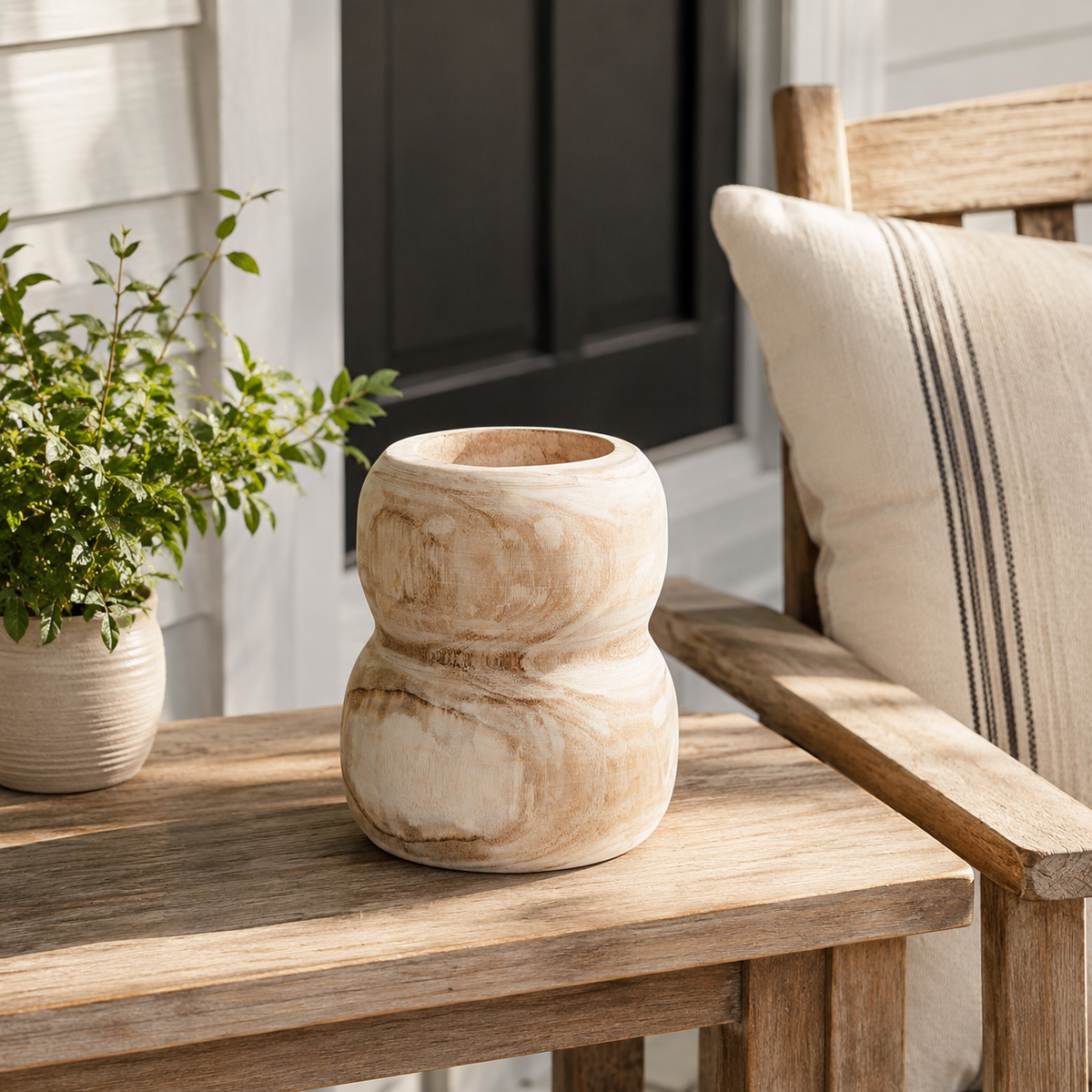 Handcrafted Wood Remel Natural Vase | Rustic Boho UK