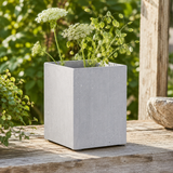 Polyresin Square Bradley Grey Small Vase | Textured UK