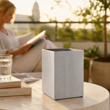 Polyresin Square Bradley Grey Small Vase | Textured UK