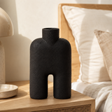 Sculptural Ceramic Salome Large Black Vase | U-Shape UK