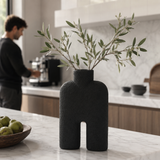 Sculptural Ceramic Salome Large Black Vase | U-Shape UK