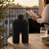 Sculptural Ceramic Salome Large Black Vase | U-Shape UK