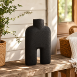 Sculptural Ceramic Salome Large Black Vase | U-Shape UK