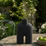 Sculptural Ceramic Salome Large Black Vase | U-Shape UK