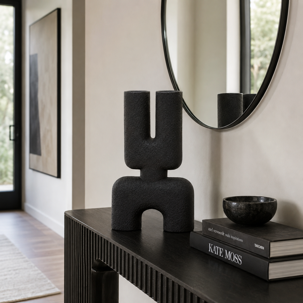 Sculptural Ceramic Salome Small Black Vase | U-Shape UK