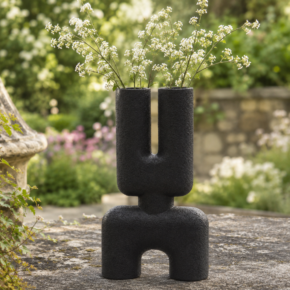 Sculptural Ceramic Salome Small Black Vase | U-Shape UK