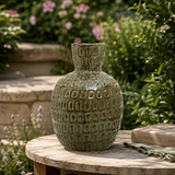 Ceramic Textured Salome Large Green Vase | Stoneware UK