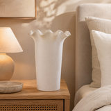 Stoneware Fluted Joyce Large Cream Vase | Floral Decor UK