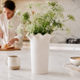 Stoneware Fluted Joyce Large Cream Vase | Floral Decor UK