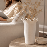 Stoneware Fluted Joyce Large Cream Vase | Floral Decor UK