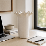 Stoneware Fluted Joyce Large Cream Vase | Floral Decor UK