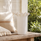Stoneware Fluted Joyce Large Cream Vase | Floral Decor UK
