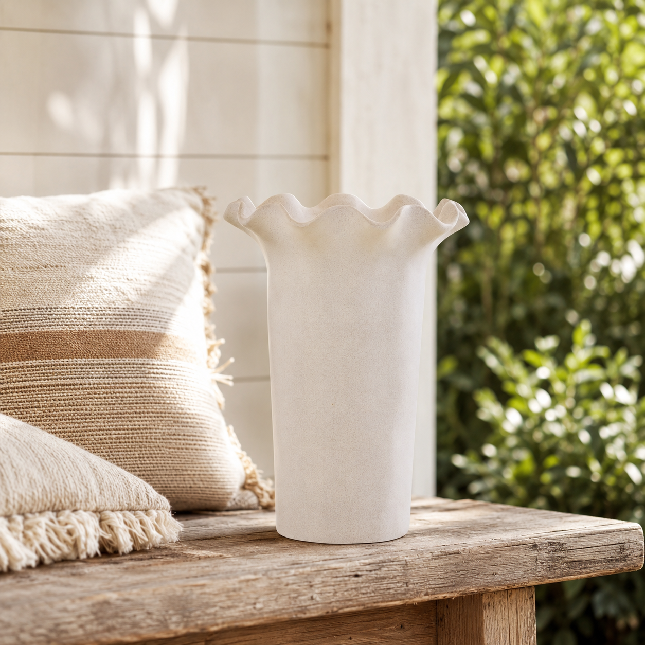 Stoneware Fluted Joyce Large Cream Vase | Floral Decor UK