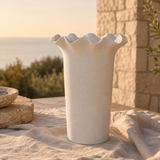 Stoneware Fluted Joyce Large Cream Vase | Floral Decor UK