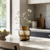 Textured Glass Joyce Large Brown Vase | Modern Decor UK