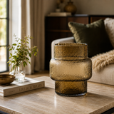 Textured Glass Joyce Large Brown Vase | Modern Decor UK