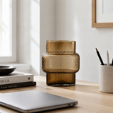 Textured Glass Joyce Large Brown Vase | Modern Decor UK