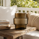 Textured Glass Joyce Large Brown Vase | Modern Decor UK