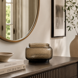 Textured Glass Joyce Small Brown Vase | Modern Decor UK