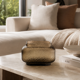 Textured Glass Joyce Small Brown Vase | Modern Decor UK