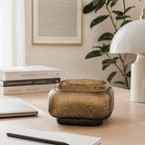 Textured Glass Joyce Small Brown Vase | Modern Decor UK