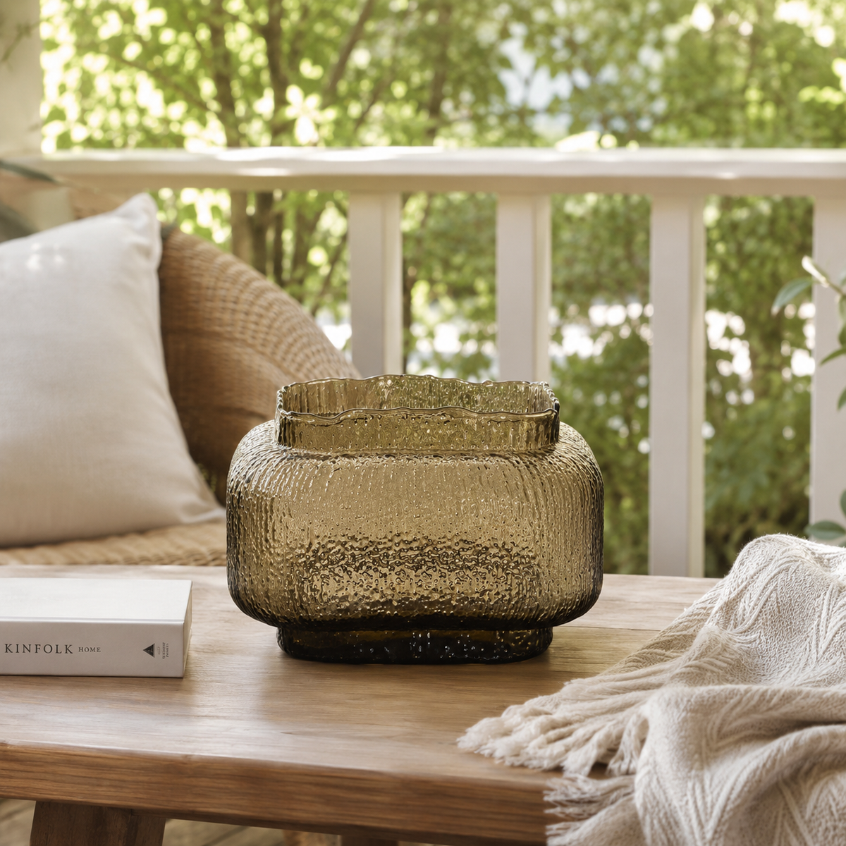 Textured Glass Joyce Small Brown Vase | Modern Decor UK