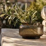 Textured Glass Joyce Small Brown Vase | Modern Decor UK