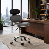 PU Leather Jaasiel Black Home Office Chair | Swivel Castors UK
