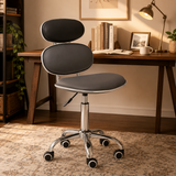 PU Leather Jaasiel Black Home Office Chair | Swivel Castors UK
