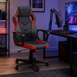 PU Leather Bradley Black & Red Gaming Office Chair | Adjustable UK