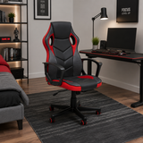 PU Leather Bradley Black & Red Gaming Office Chair | Adjustable UK