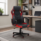 PU Leather Bradley Black & Red Gaming Office Chair | Adjustable UK