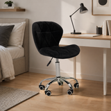Velvet Quilted Black Home Office Chair | Chrome Base UK