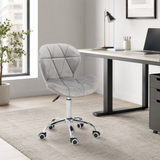 Velvet Quilted Kayla Grey Home Office Chair | Chrome Base UK